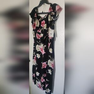 Women's 2 Piece Floral Skirt Set with Pink and White Flowers
